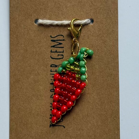 Red Jalapeno Beaded Charm - Picture 2 of 2